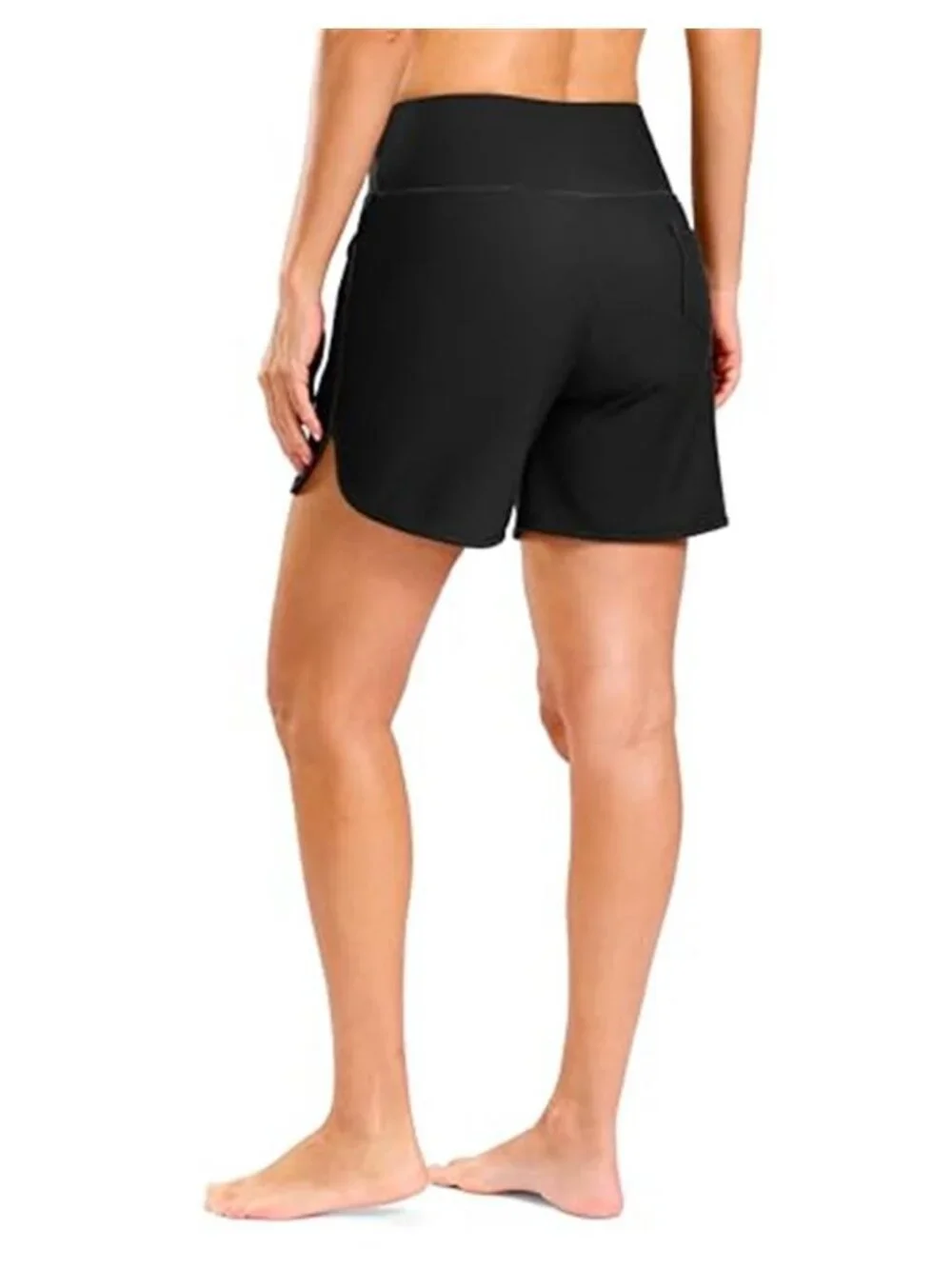 Womens High Waisted Swim Board Shorts Pockets Tummy Control Bathing Suit Bottoms